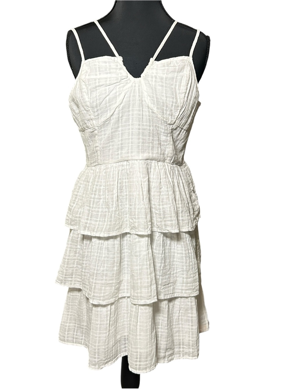 American Eagle White Tiered Ruffle Mini Dress Large NWT Cotton - Picture 2 of 10